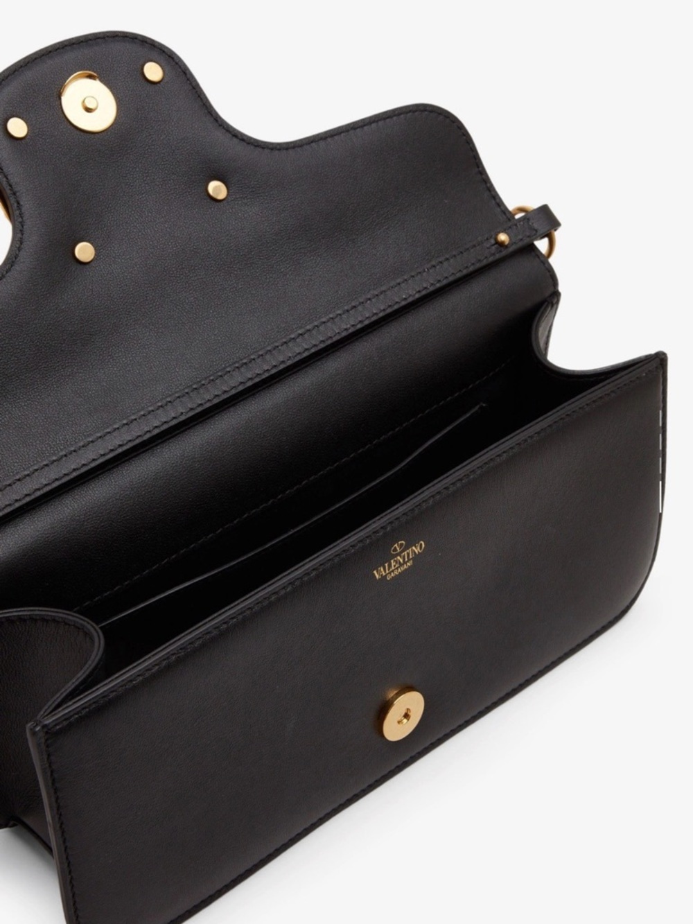 NWT Valentino Garavani Locò Black Leather Shoulder Bag with Gold medium size - Picture 4 of 7